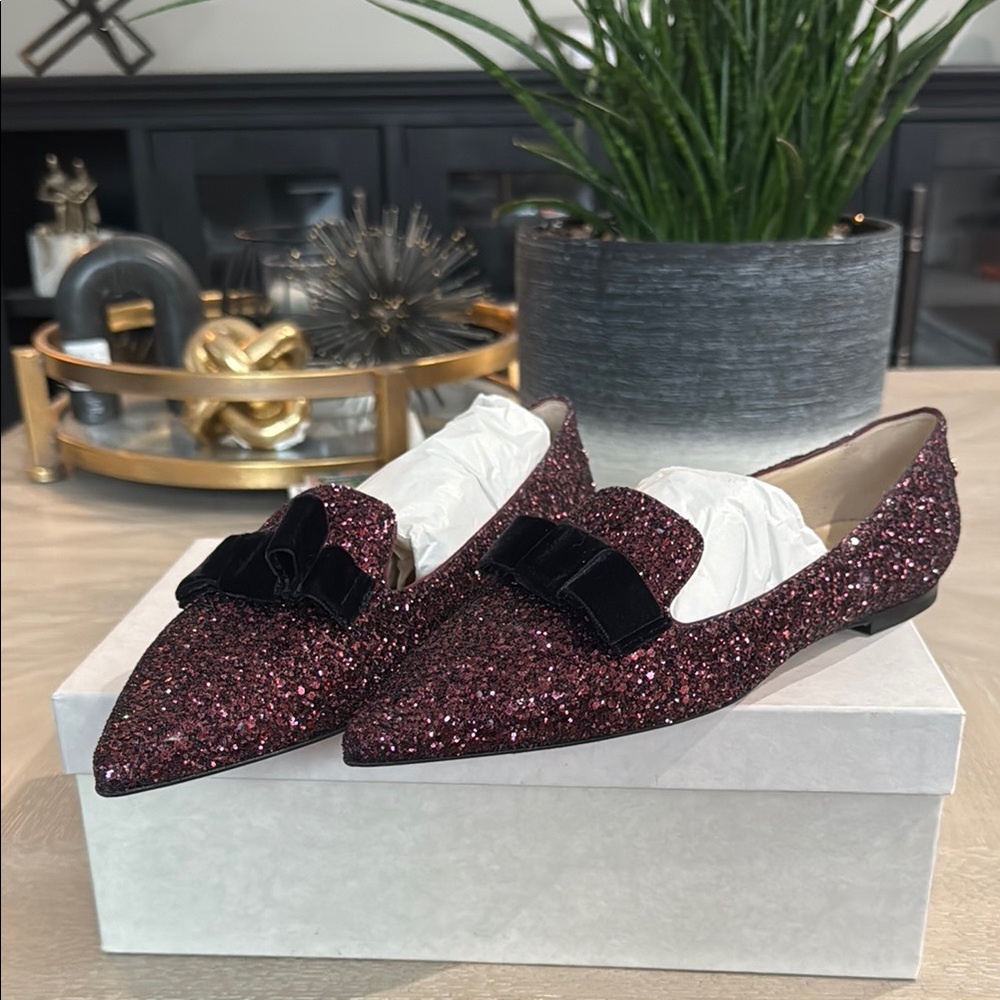 Jimmy Choo Sparkly Flats with Bow